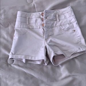 High waisted rose gold shorts